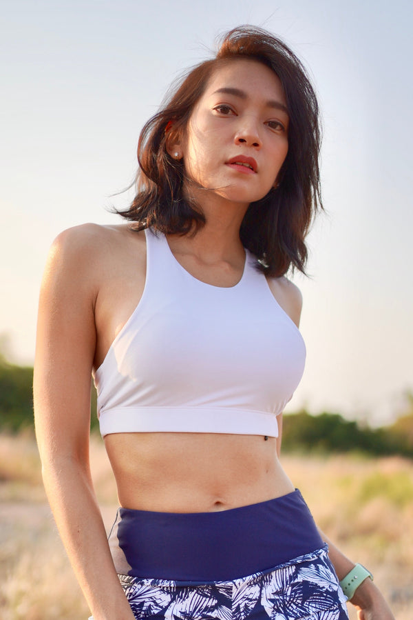 Sport Bra - high neck : White