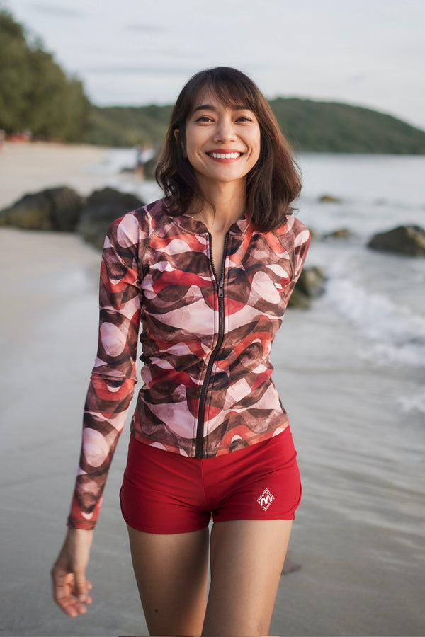 Zipper Rashguard : Sunset Wave